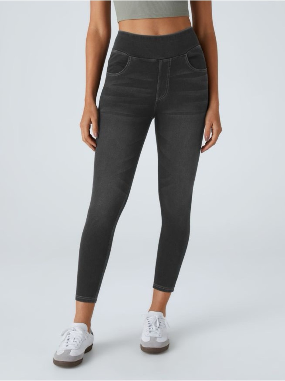 Halara Flex™ High Waisted Pockets Denim Casual Full LengthLeggings in Size Small